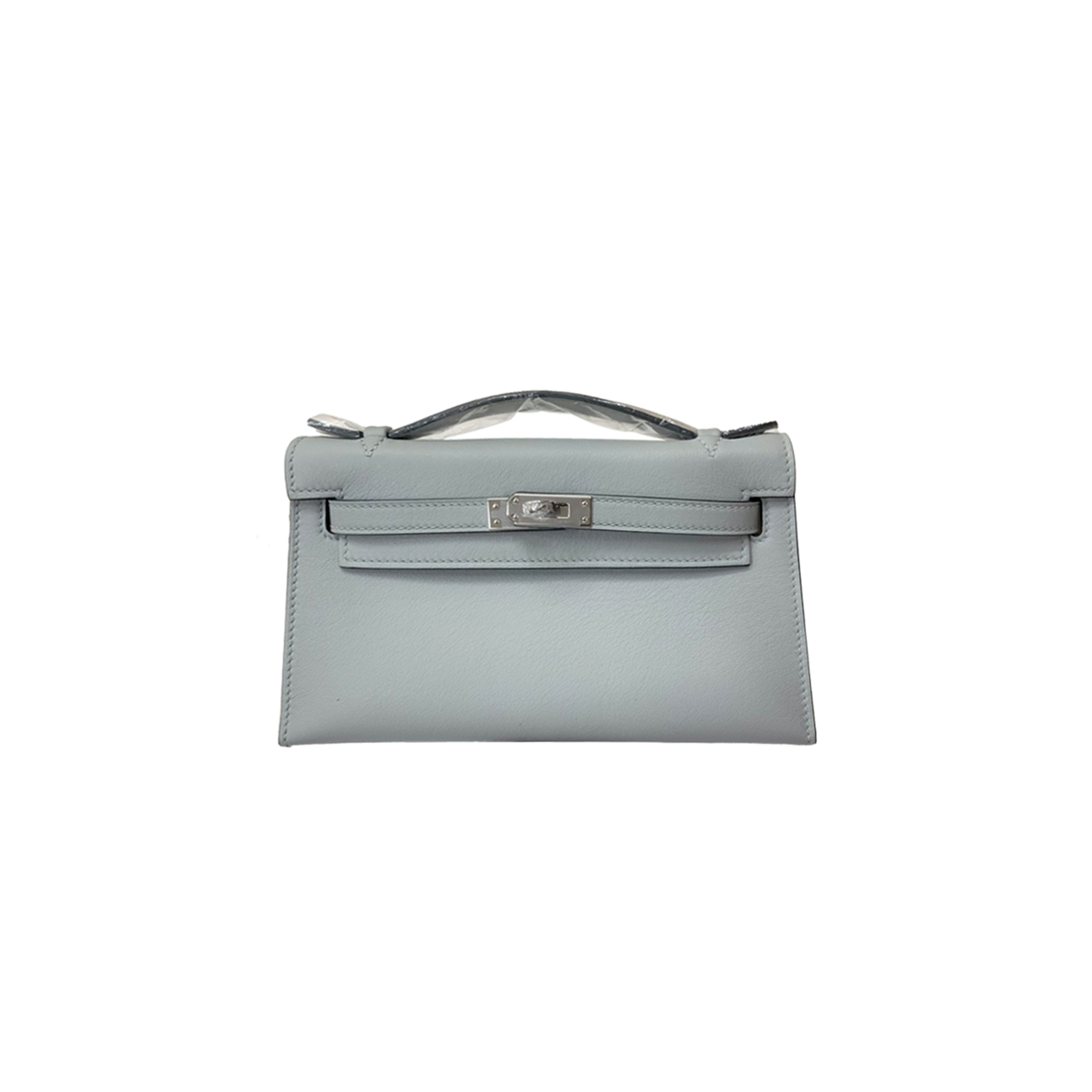 HERMÈS KELLY SWIFT LINEN BLUE SILVER BUCKLE (22*14*7cm)